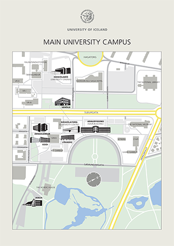 Map of the Main Unversity Campus - University of Iceland